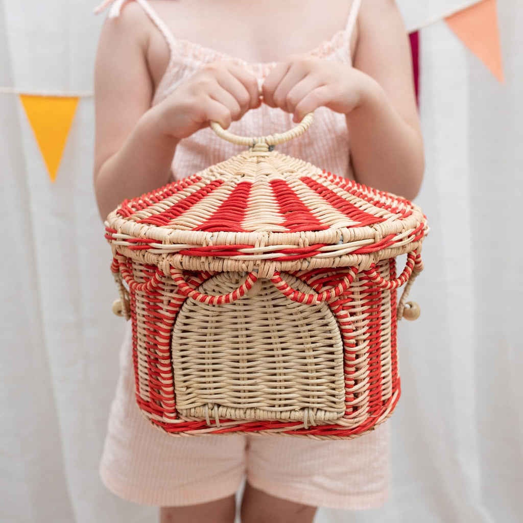 Circus Tent Basket | Red & Straw Baskets Olli Ella 