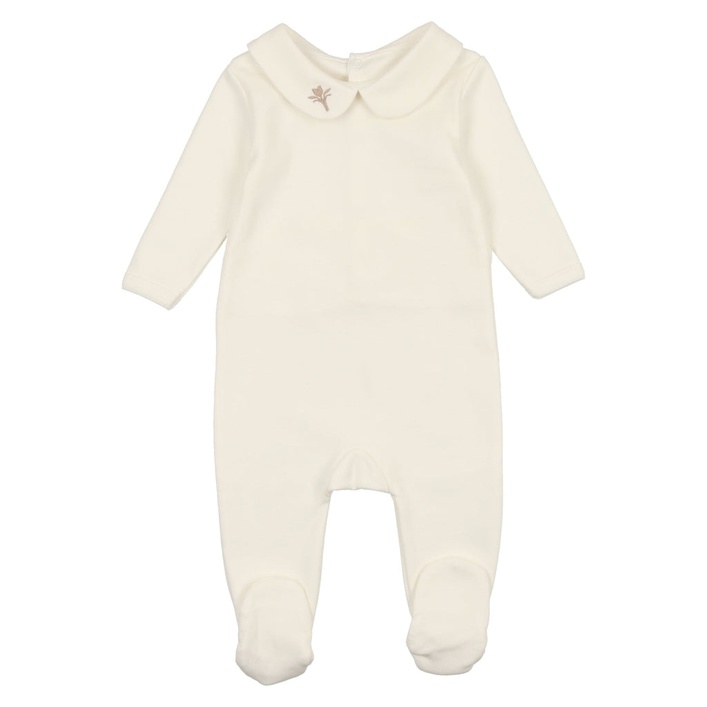 Classy Collar Footie Footie montresorbebe Ivory & Taupe 3m 