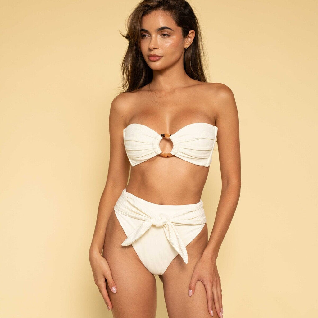 Cream Rib Paula Tie-Up Bikini Bottom Bikini Bottom Montce 