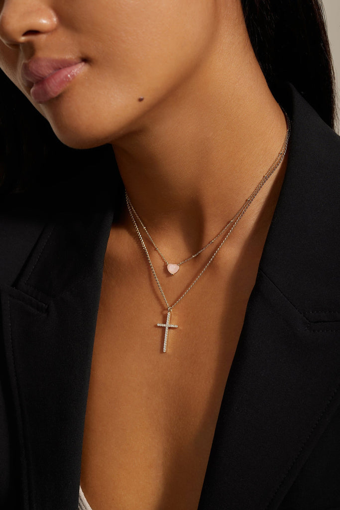 Cz Cross Pendant Necklace Necklaces eklexic 