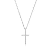 Cz Cross Pendant Necklace Necklaces eklexic Rhodium Plated Sterling Silver 