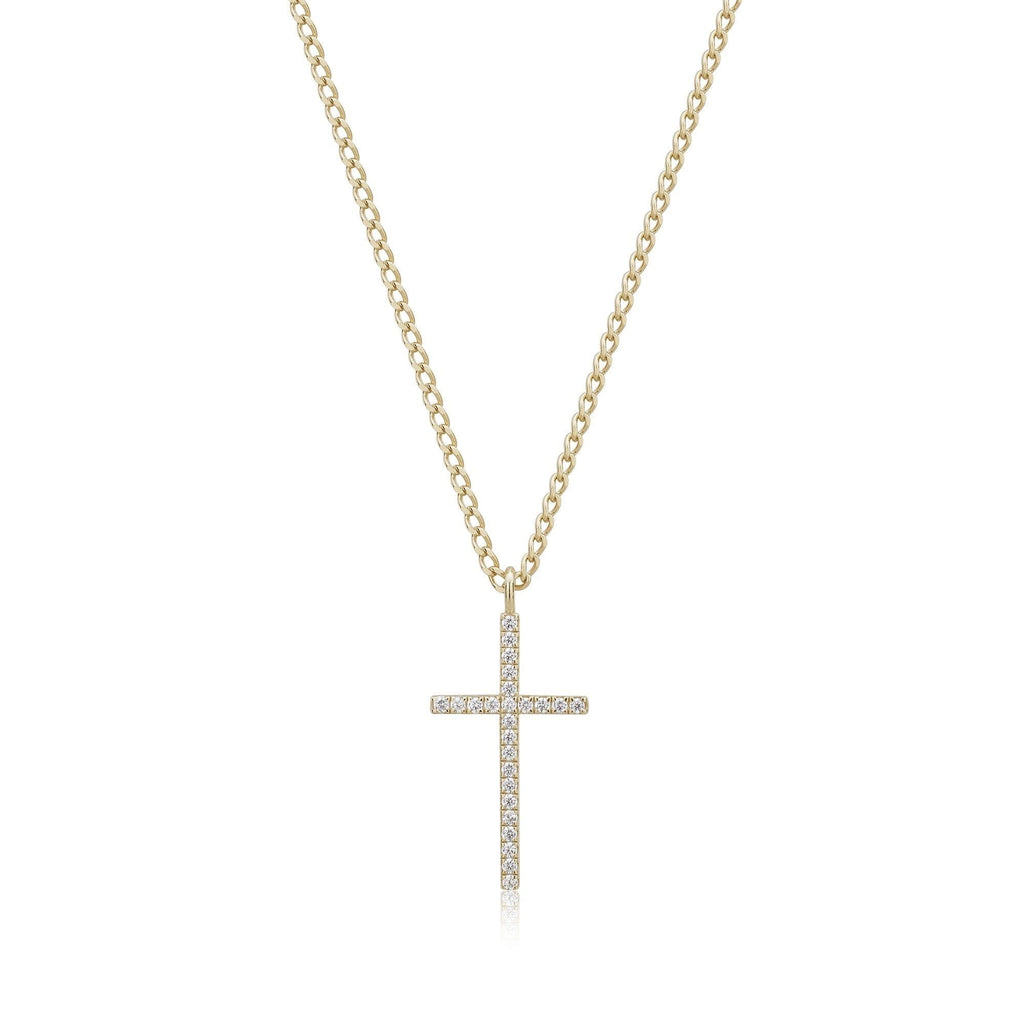 Cz Cross Pendant Necklace Necklaces eklexic 14k Gold Vermeil 