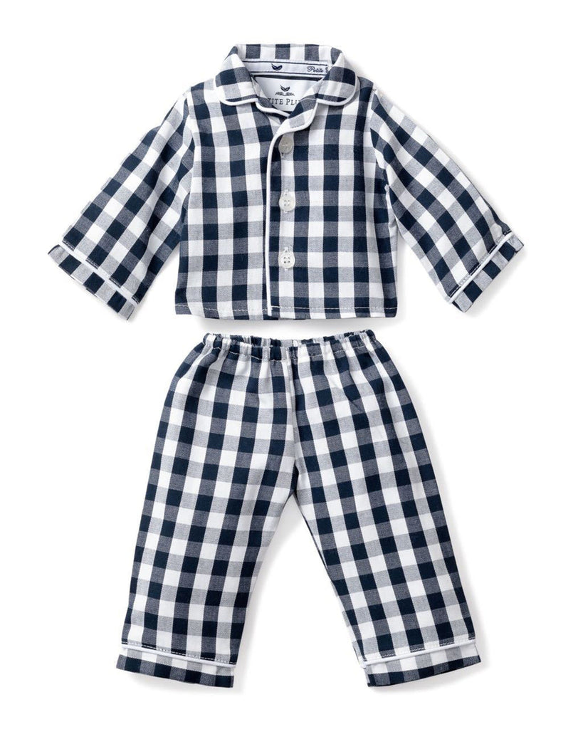 Kid's Twill Doll Pajamas | Navy Gingham Dollie Clothing Petite Plume 