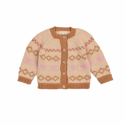 Intarsia Hearts Cardi | Dusty Pink Sweaters Wild Wawa Dusty Pink 6-12M 