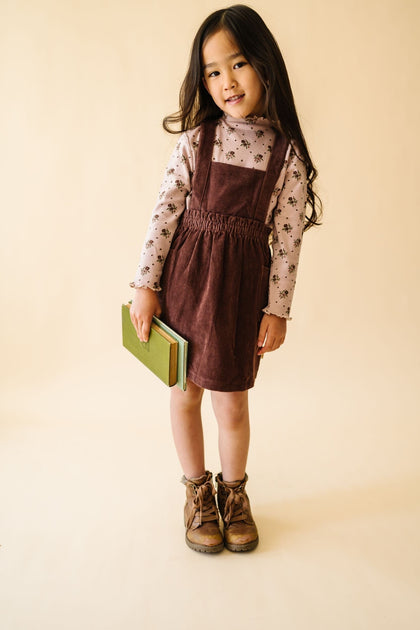 Organic Corduroy Pinafore Dress - Plum Pinafore Dress Set Makemake Organics 