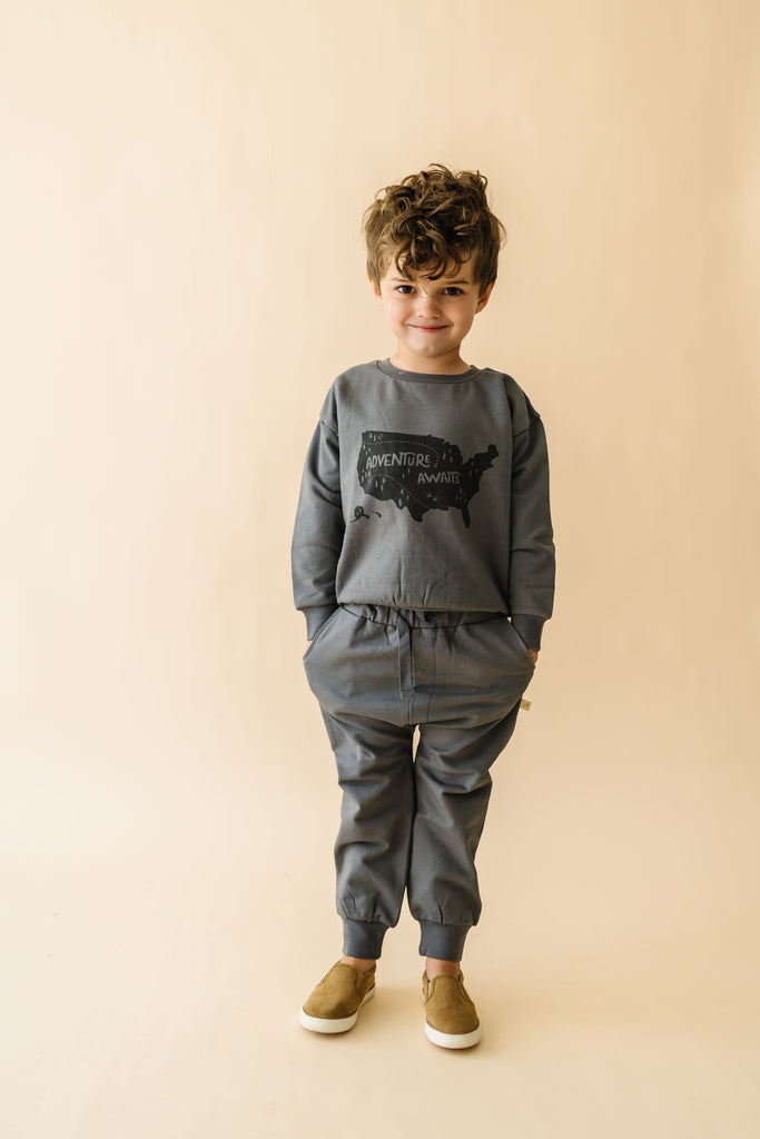 Organic Fleece Sweatshirt - Adventure Awaits Sweatshirt Makemake Organics 