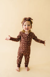 Organic 2-Way Zip Romper - Winter Bloom Zippered Romper Makemake Organics 