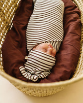 Organic Swaddle Blanket & Hat - Plum Stripes Blanket Set Makemake Organics 