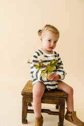 Organic Bubble Romper | Slate Stripes Jumpsuits & Rompers Makemake Organics 