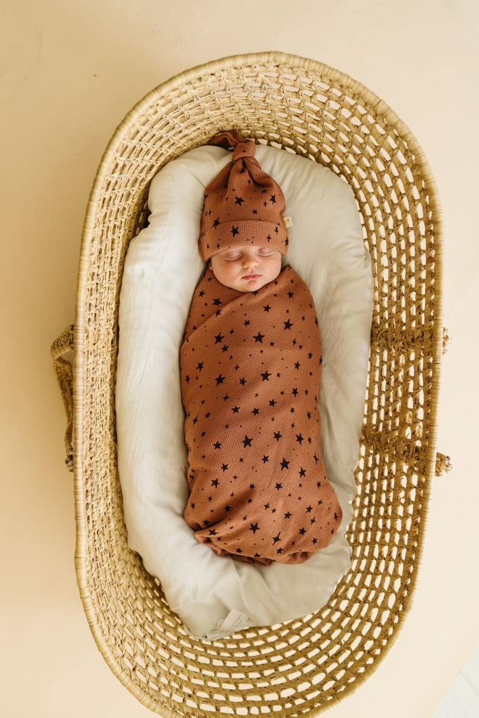 Organic Swaddle Blanket & Hat - Starstruck Blanket Set Makemake Organics 