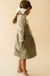 Organic Corduroy Pinafore Dress - Olive Pinafore Dress Set Makemake Organics 