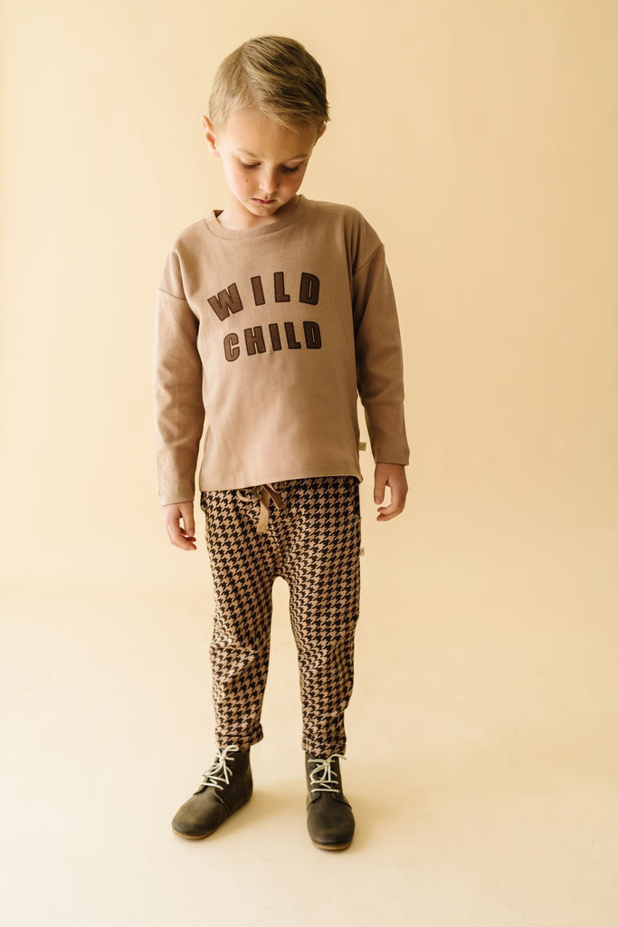 Organic Long Sleeve Tee & Pant Set | Wild Child Placement Tee Sets Makemake Organics 