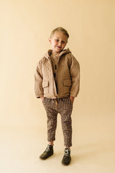 Organic Quilted Hooded Jacket - Taupe Hooded Jacket Makemake Organics 