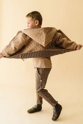 Organic Quilted Hooded Jacket - Taupe Hooded Jacket Makemake Organics 