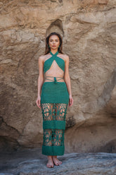 Amaya Crochet Two Piece Set in Emerald Dress Decolet The Label 