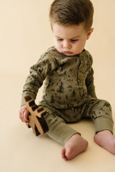 Organic Button Romper - Forest Folk Button Romper Makemake Organics 