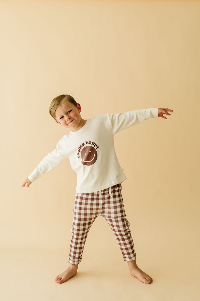 Organic Long Sleeve Tee & Pant Set - Choose Happy Tee & Pants Set Makemake Organics 