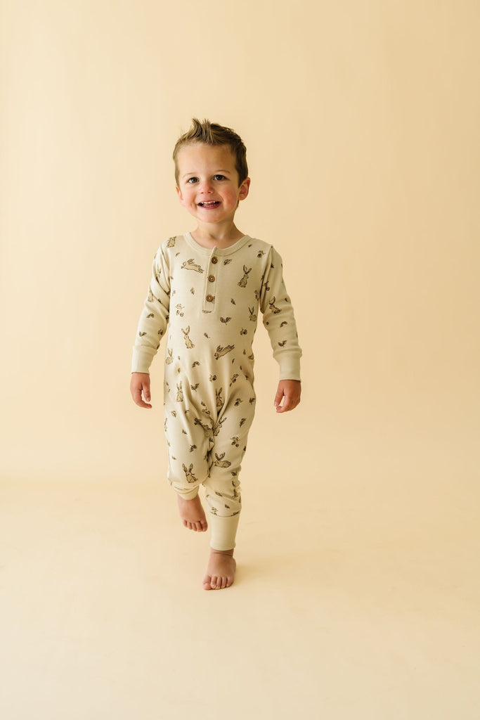 Organic Button Romper | Bunny Hop Onesies Makemake Organics 