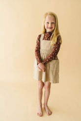 Organic Corduroy Pinafore Dress - Oat Pinafore Dress Set Makemake Organics 