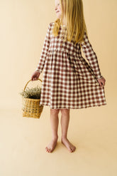 Organic Twirl Dress - Plum Gingham Twirl Dress Makemake Organics 