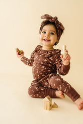 Organic Ruffle Onesie & Pants Set - Winter Bloom Ruffle Onesie Set Makemake Organics 