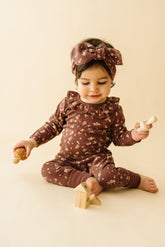 Organic Ruffle Onesie & Pants Set - Winter Bloom Ruffle Onesie Set Makemake Organics 