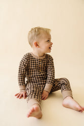 Organic Button Romper | Houndstooth Onesies Makemake Organics 