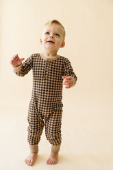 Organic Button Romper | Houndstooth Onesies Makemake Organics 