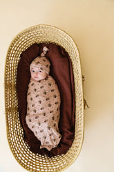 Organic Swaddle Blanket & Hat - Rose Ditsy Blanket Set Makemake Organics 