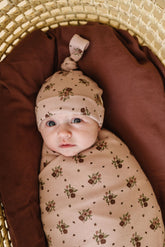 Organic Swaddle Blanket & Hat - Rose Ditsy Blanket Set Makemake Organics 