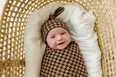 Organic Swaddle Blanket & Hat - Houndstooth Blanket Set Makemake Organics 