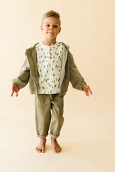 Organic Fleece Hooded Jacket - Olive Fleece Jacket Makemake Organics 