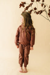 Organic Fleece Jogger Pants - Plum Jogger Pants Makemake Organics 