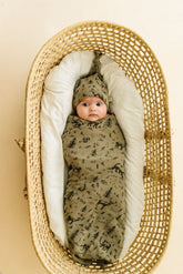 Organic Swaddle Blanket & Hat - Forest Folk Blanket Set Makemake Organics 