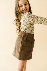 Organic Tee and Corduroy Skirt Set - Espresso Tee & Skirt Set Makemake Organics 