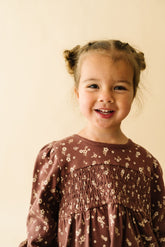 Organic Smocked Dress - Winter Bloom Smocked Dress Makemake Organics 