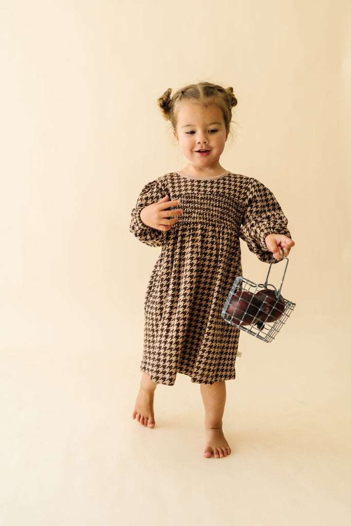 Organic Smocked Dress | Houndstooth Dresses Makemake Organics 