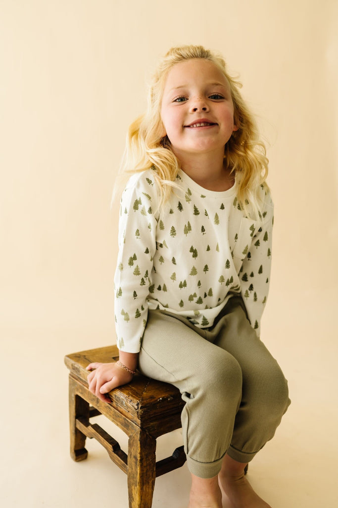 Organic Long Sleeve Tee & Pant Set - Alpine Tee & Pants Set Makemake Organics 