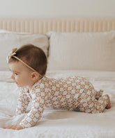 Bamboo Zip Pajamas | Checkered Daisies Onesies Consciously Baby 