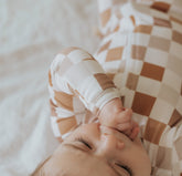 Bamboo Zip Pajamas | Checkered Onesies Consciously Baby 