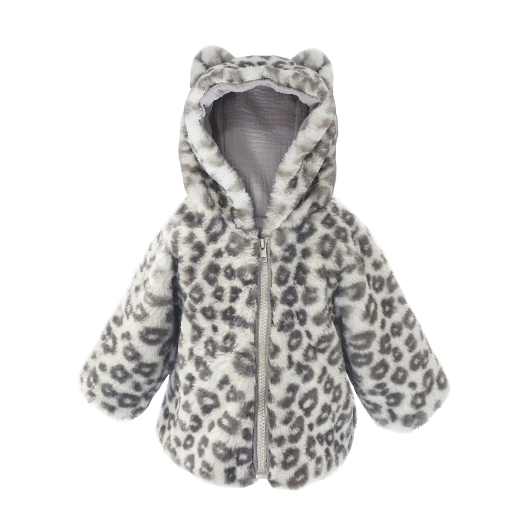 Leopard Faux Fur Hooded Baby Coat - 12-18M Clothes MON AMI 