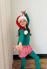 Christmas Elf Pajama Costume with Candy Cane bloomer Costumes Band of the Wild 