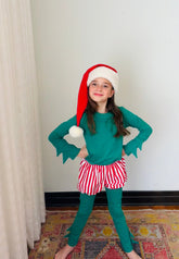 Christmas Elf Pajama Costume with Candy Cane bloomer Costumes Band of the Wild 