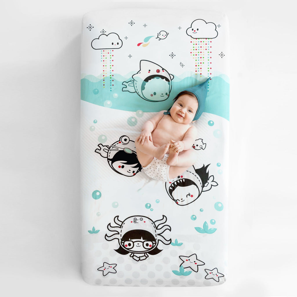 Dive In Standard Size Crib Sheet Crib sheets Rookie Humans US Standard crib size 