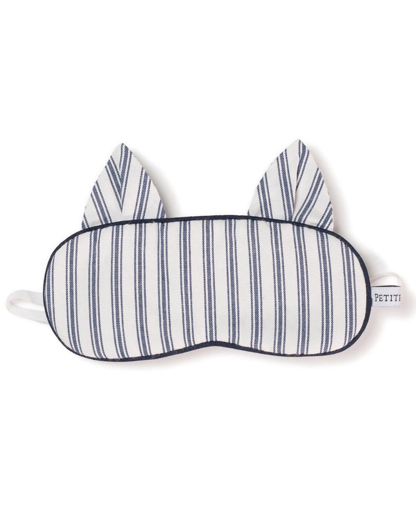 Kid's Kitty Sleep Mask | Navy French Ticking Eye Masks Petite Plume 