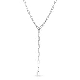 Elongated Link Lariat Necklaces eklexic Silver 