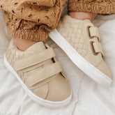 Leather Woven Sneaker | Color 'Bone' Shoes Consciously Baby 