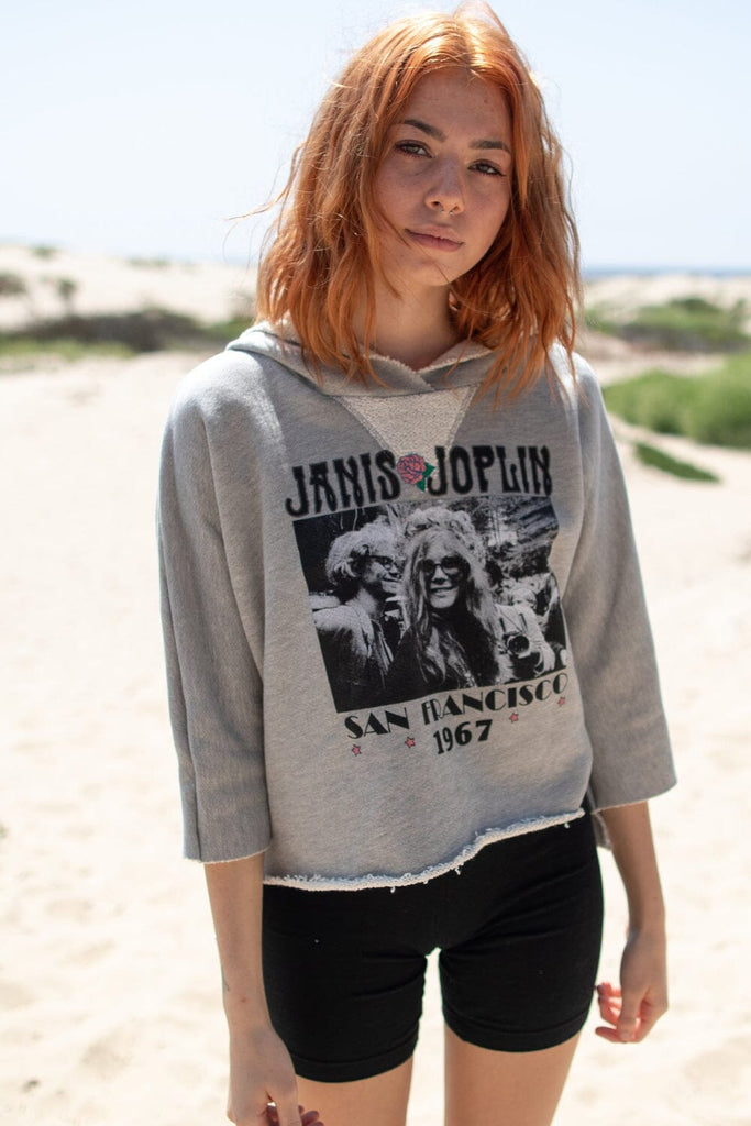 Janis Joplin Cropped Hoodie Sweatshirts People of Leisure 