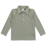 Finn Pima Cotton Long Sleeve Polo Golf Shirt for Boys | Green Stripes Tops & Tees Lila + Hayes 6-12m 