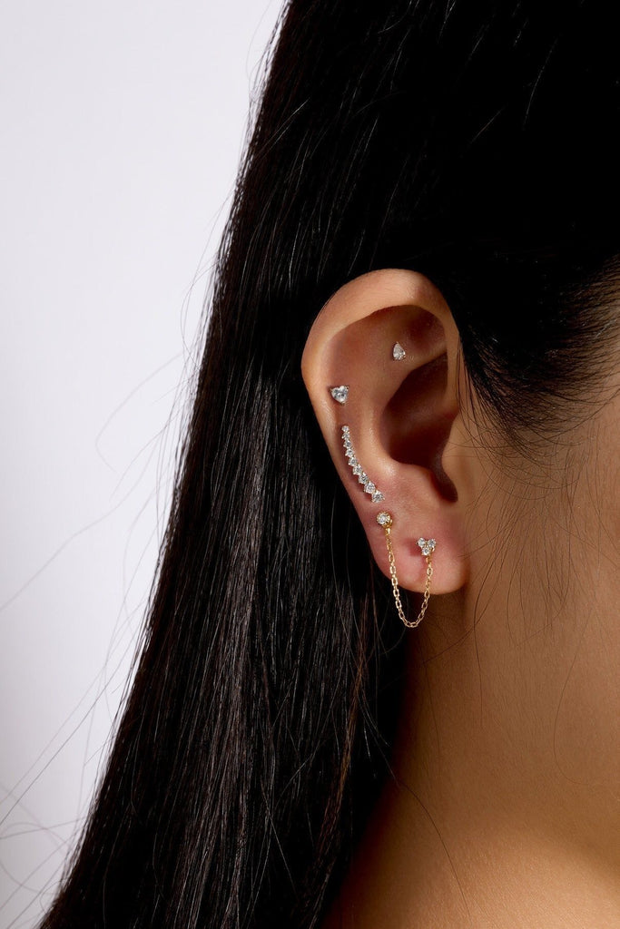 Graduated Cz Bar Ear Crawl Earrings eklexic 